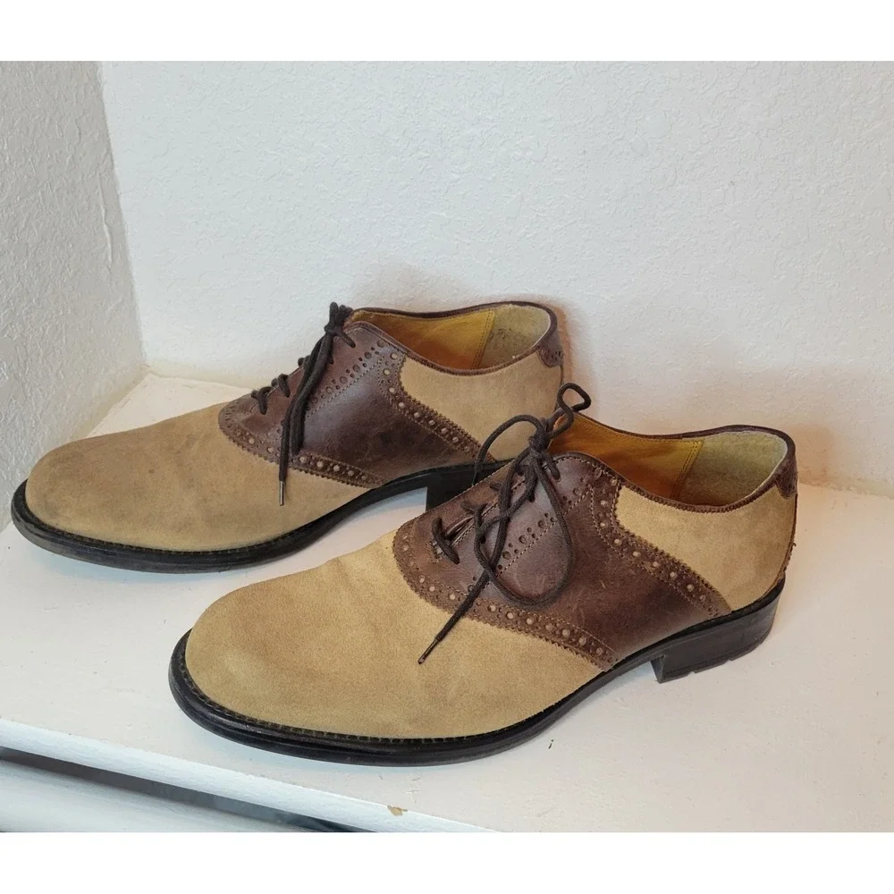 Men's Stafford Leather Lace Up Oxford Wingtips Shoes Brown Size 9.5 - Read